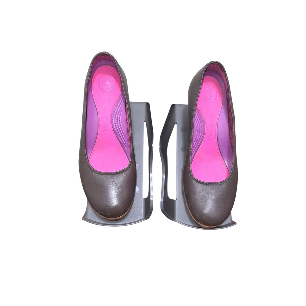 Crocs Women's Brown/Gray Wedge Heels Comfort Shoes Size 9